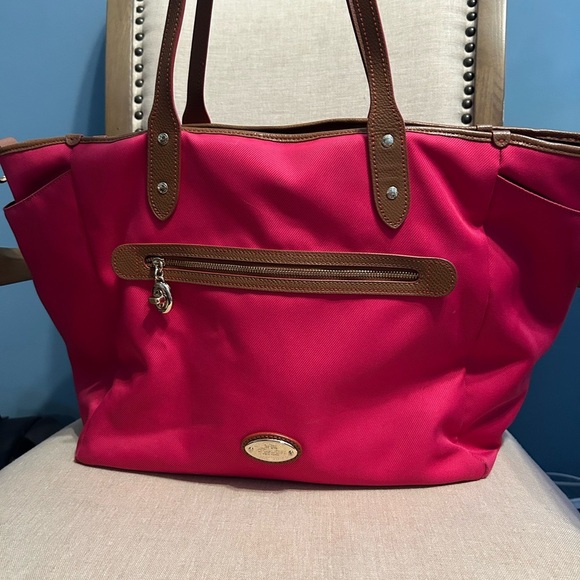 Coach Sawyer Tote, in Pink and Brown - Picture 1 of 16